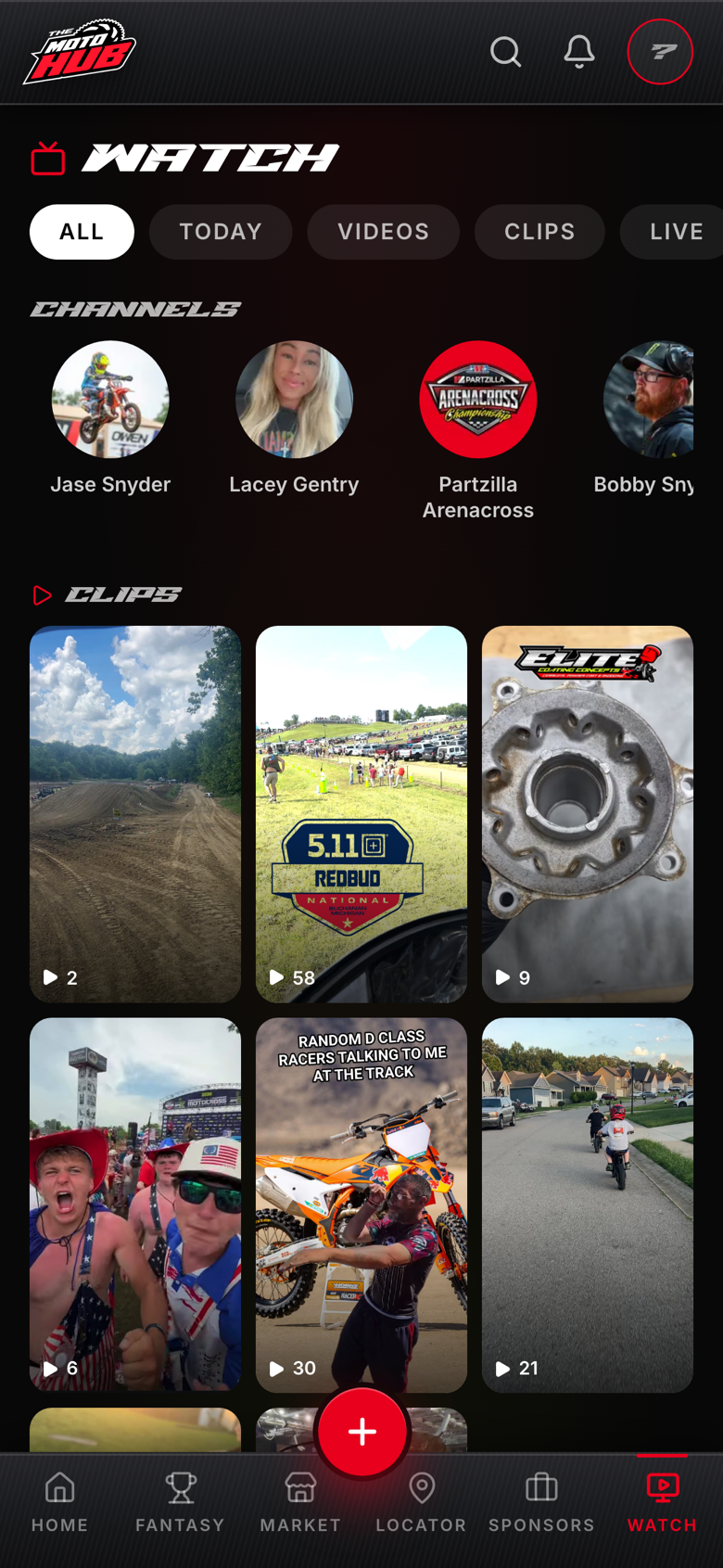 Watch — channels, clips, and broadcasts